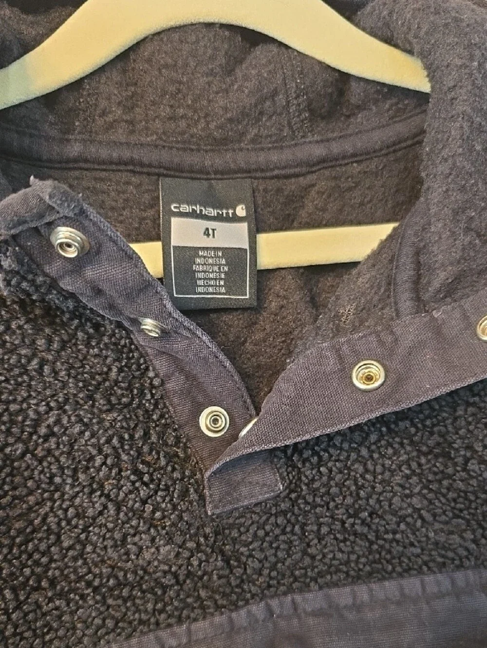 Carhartt Black Sherpa Fleece Pullover Hoodie Jacket Toddler 4T